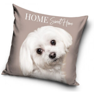 Vit hund - Kuddfodral 40x40cm - Beige