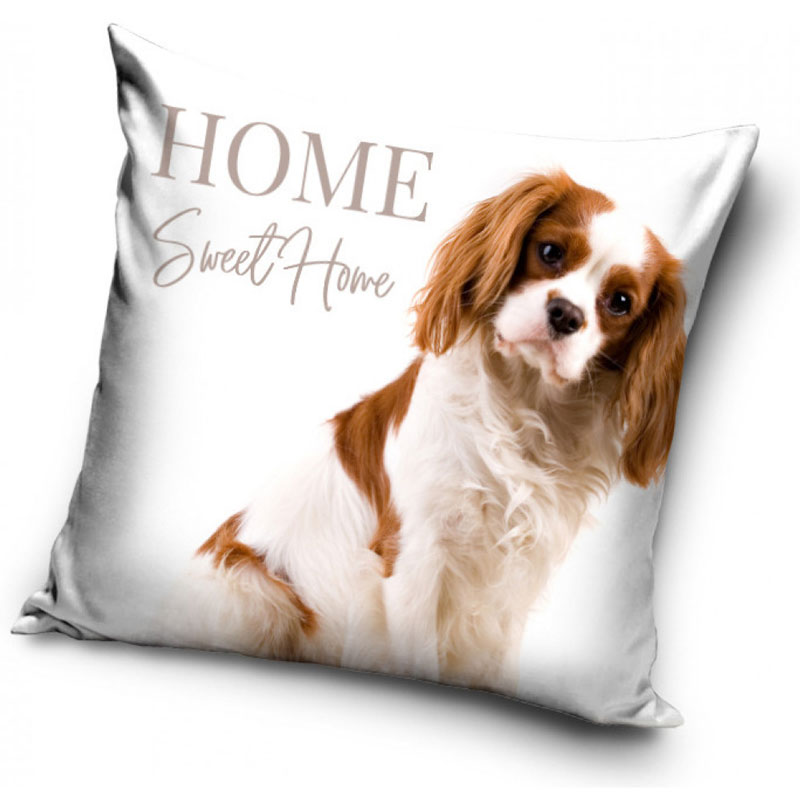 King Charles Spaniel - Kuddfodral 40x40cm - Vit