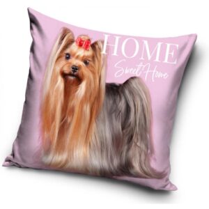 Stående yorkshire terrier - Kuddfodral 40x40cm - Rosa