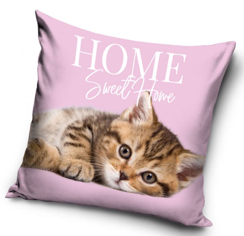 Liggande brun kattunge - Kuddfodral 40x40cm - Rosa