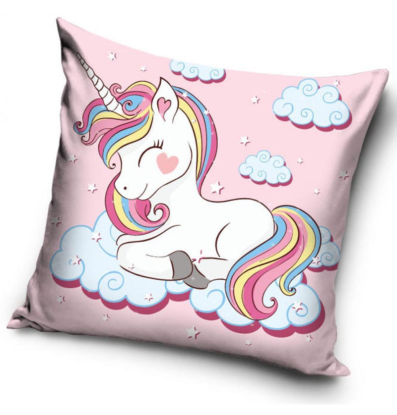 Unicorn på moln - Kuddfodral 40x40cm - Rosa