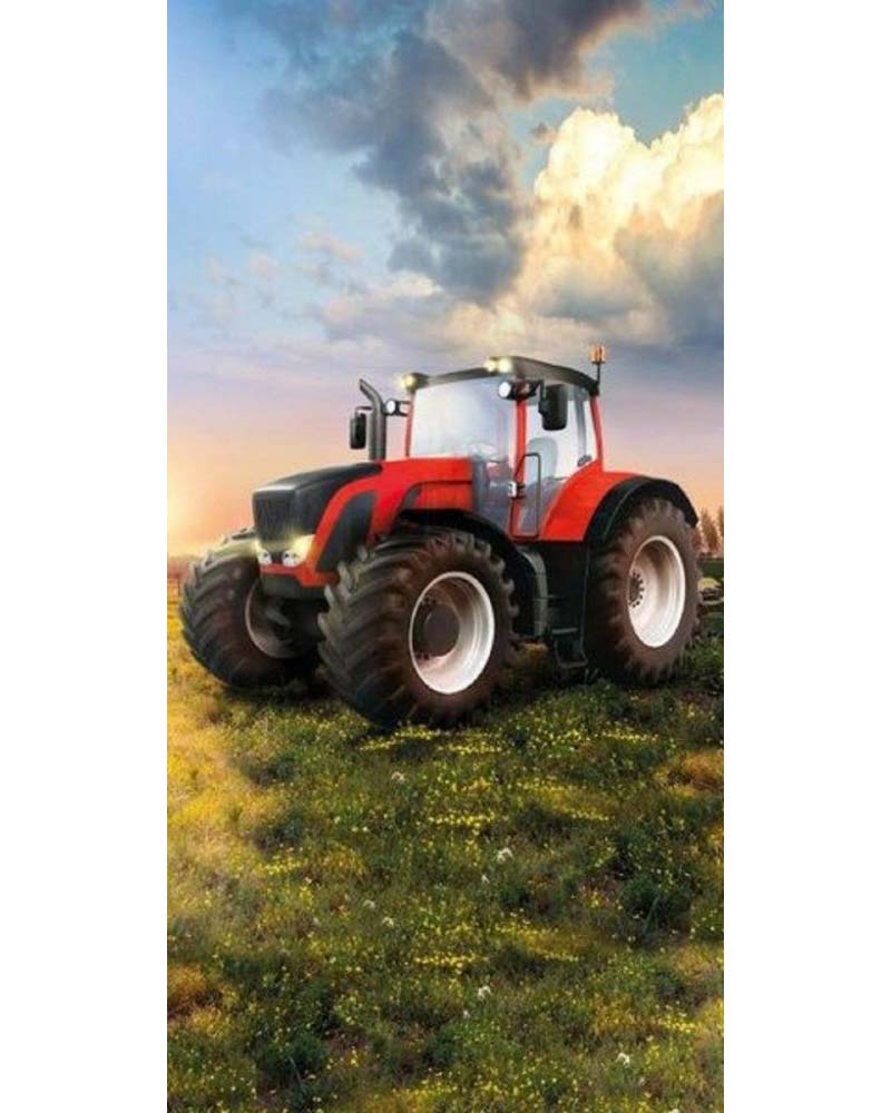 Röd traktor - Badlakan/Handduk 70 x 140 cm