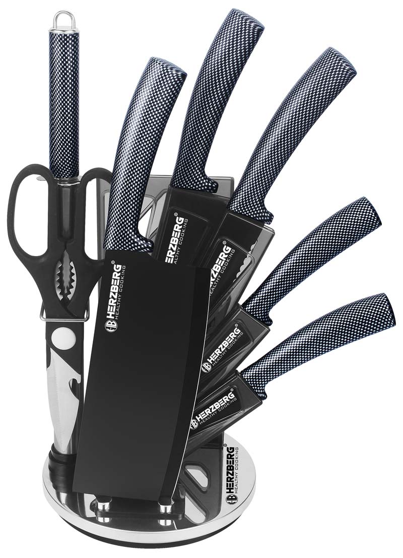Knivset med knivställ 8 delar - Carbon